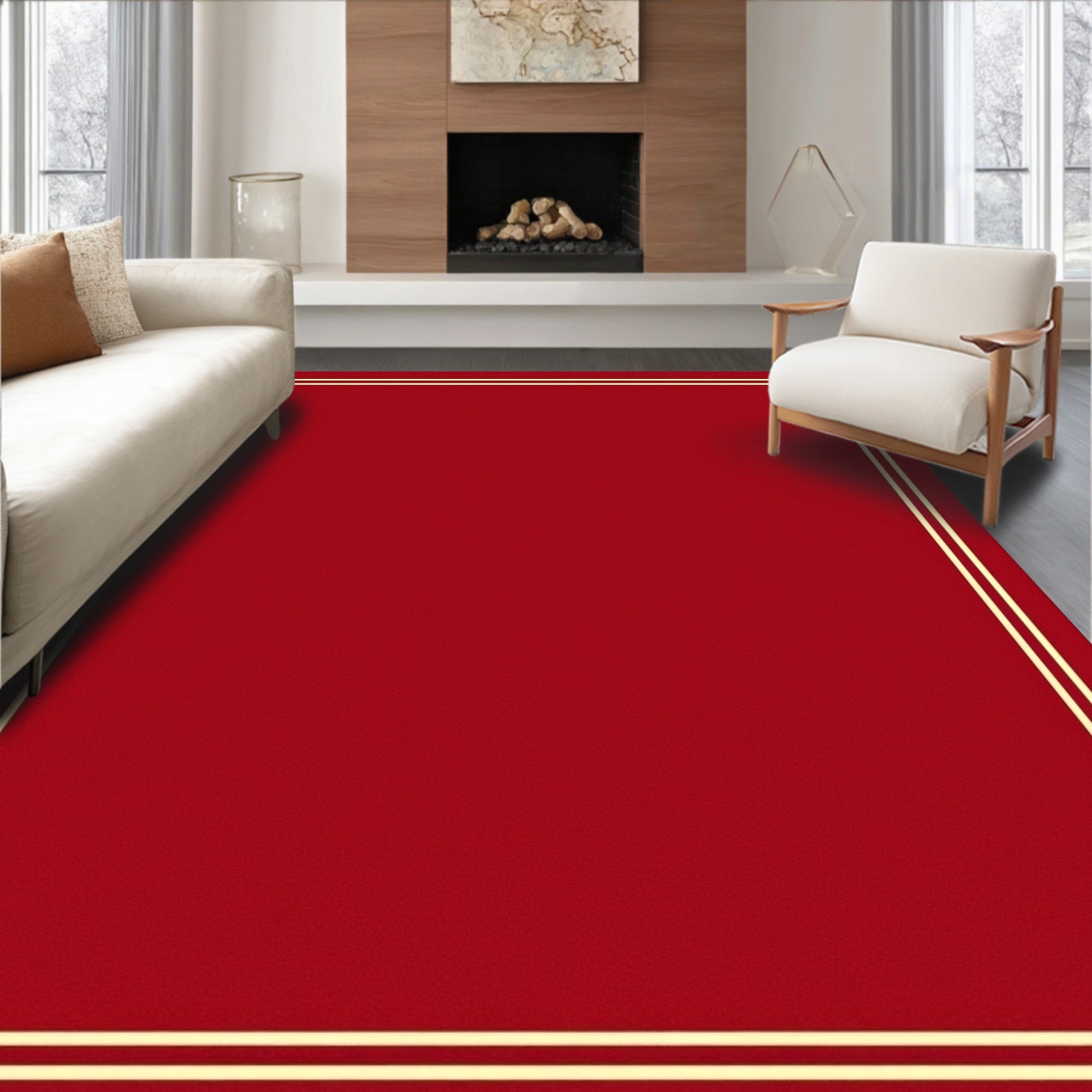 Classic Red Gold Border Rug
