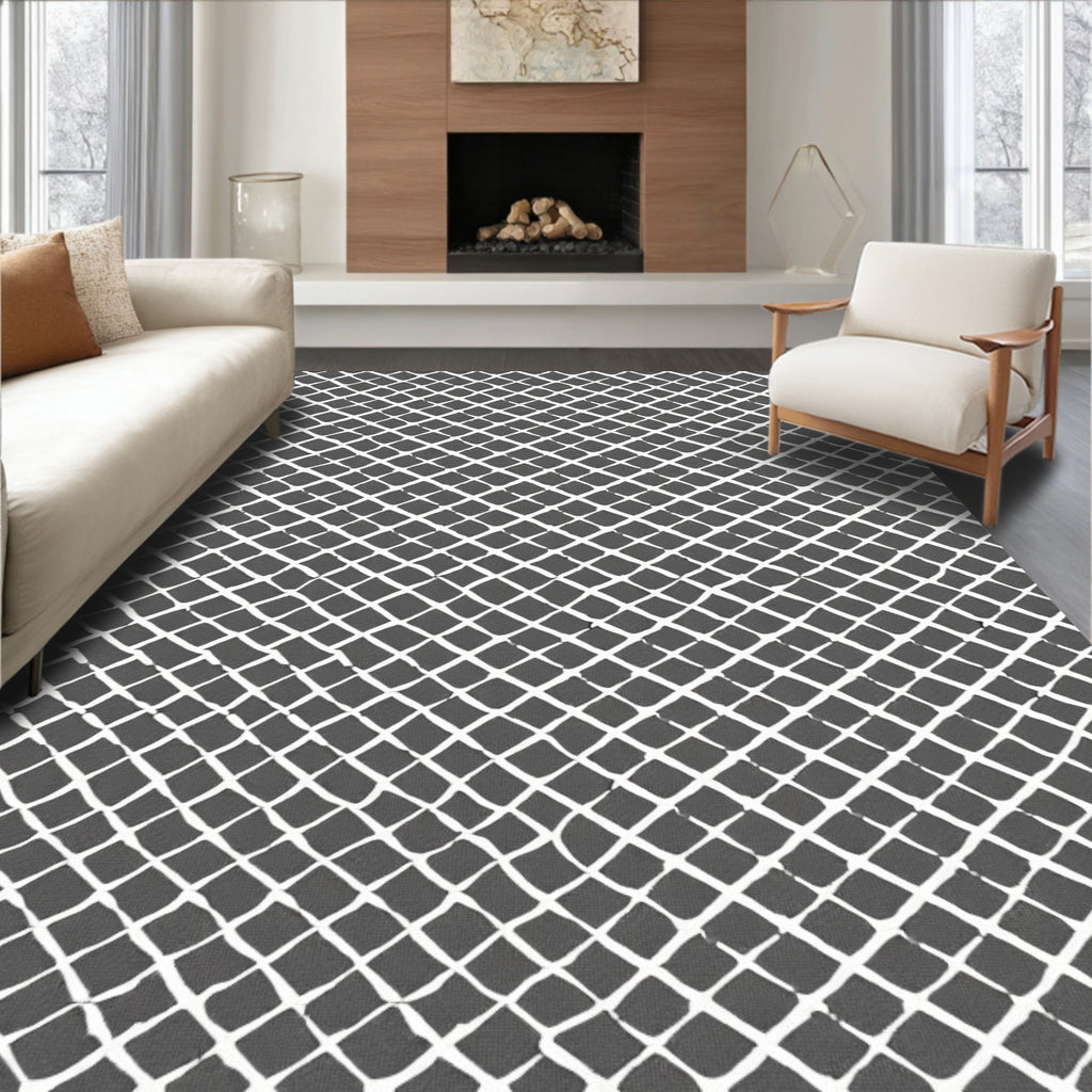 Textured Diamond Pattern Design Rug