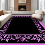 Pink Floral Vine Border Design Rug