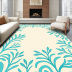 Turquoise Botanical Vines Pattern Rug