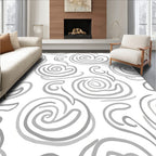 Scribble Swirl Abstract Gray Pattern Rug