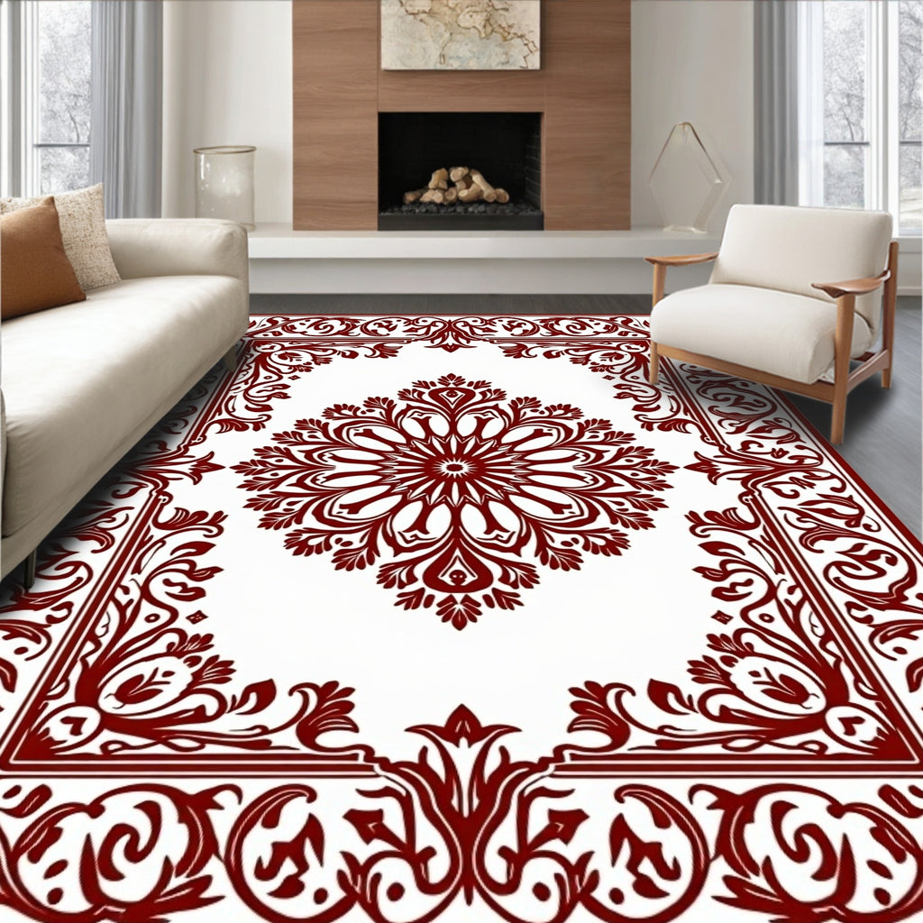 Ornate Traditional Floral Border Rug