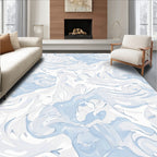 Soft Blue Swirling Marble Pattern Rug