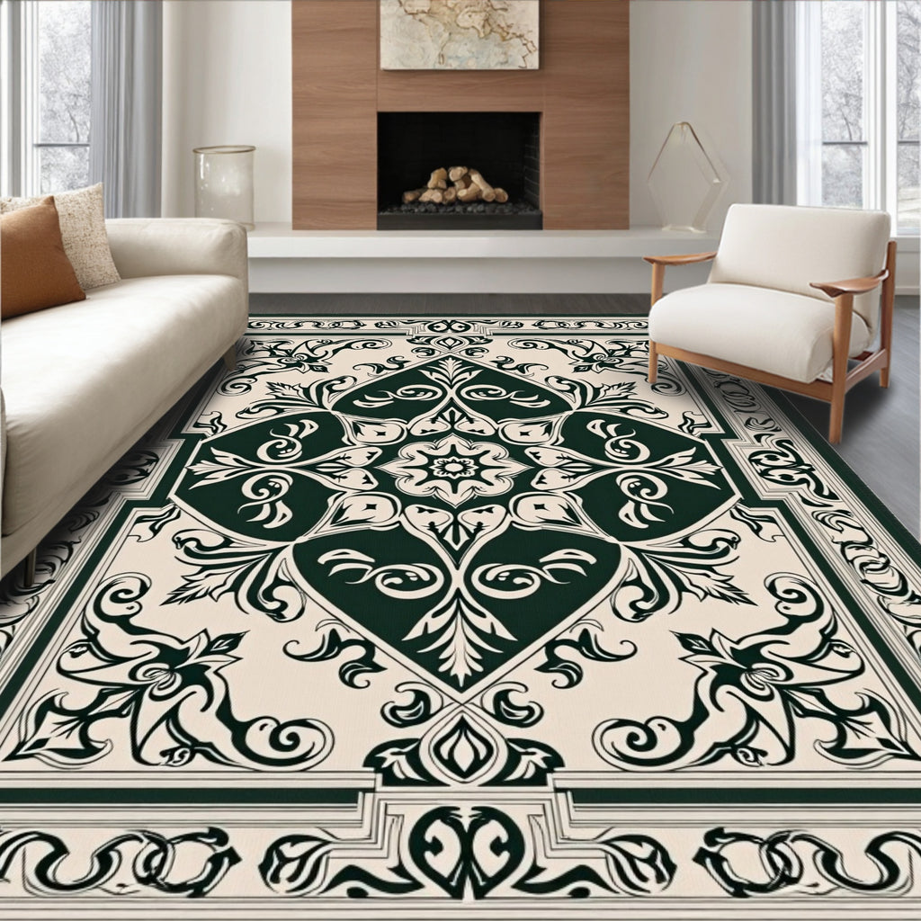 Classic Floral Scrollwork Vintage Design Rug