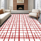 Red Abstract Geometric Stripe Design Rug