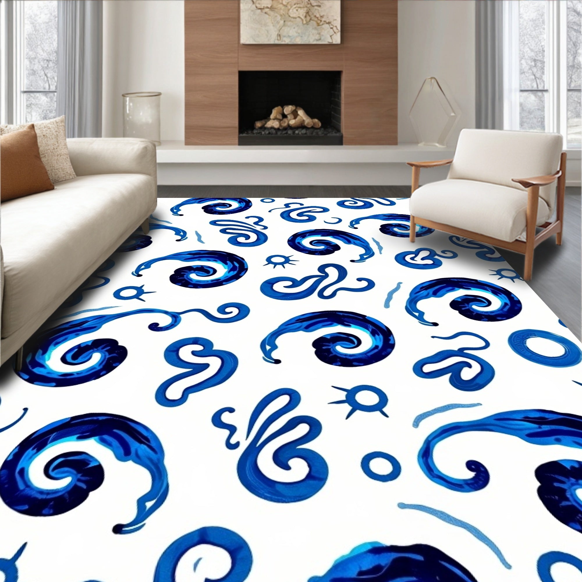 Deep-Sea Swirls Abstract Pattern Rug
