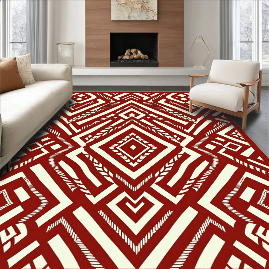 Bold Geometric Tribal Pattern Rug