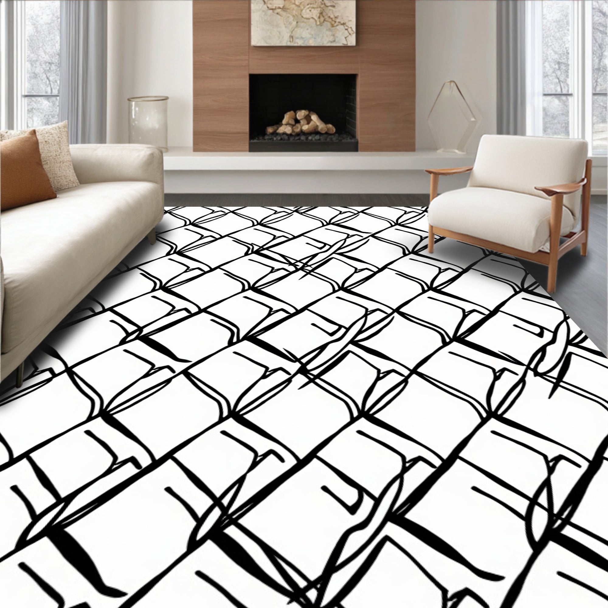Abstract Diamond Chain Pattern Rug