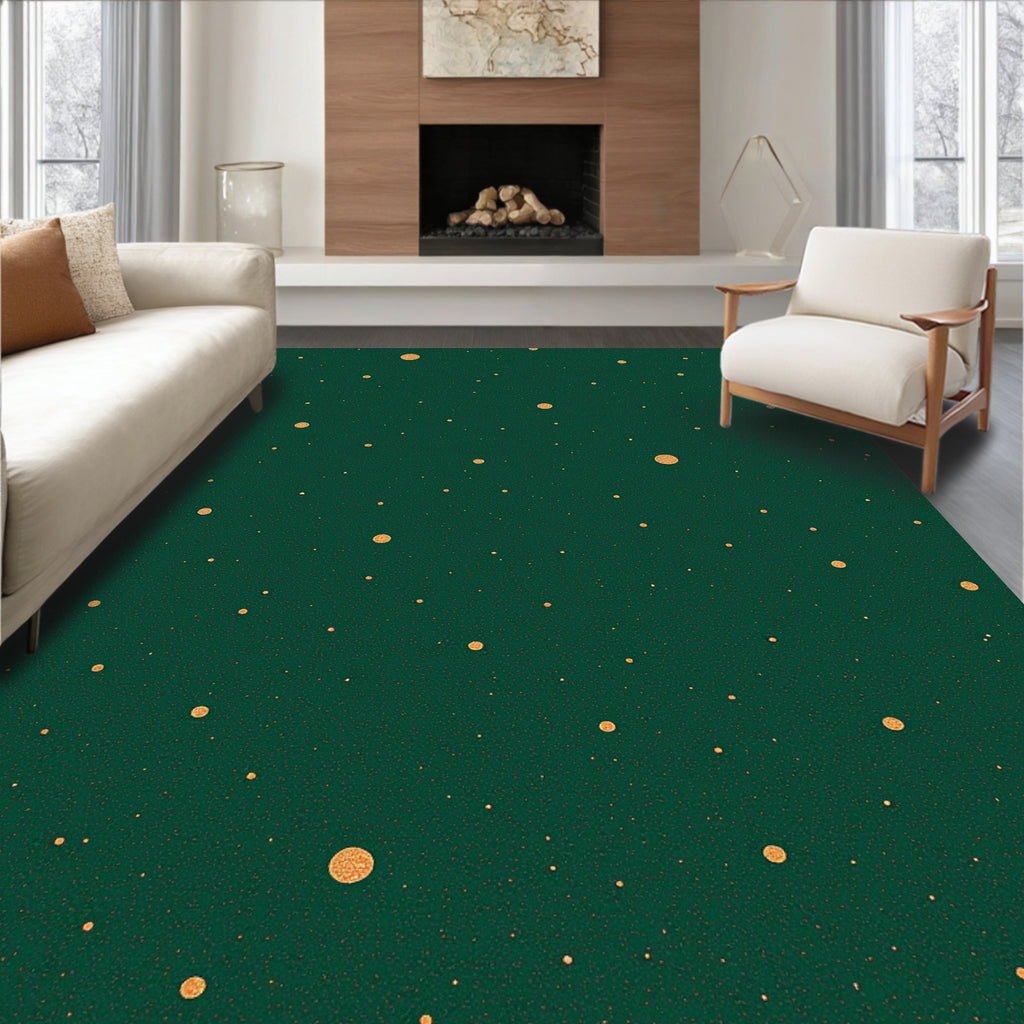 Emerald Green Gold Dot Pattern Rug