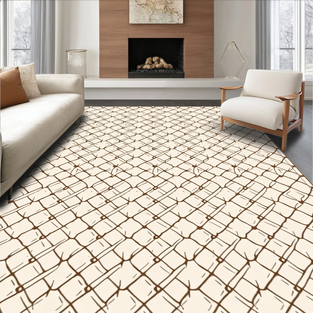 Rustic Intersecting Line Pattern Rug