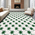Green Line Art Abstract Flora Pattern Rug