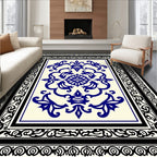 Ornate Blue Floral Symmetry Rug