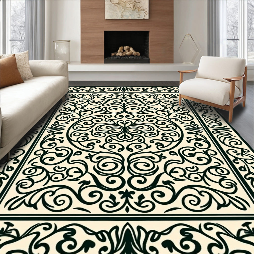 Classic Swirl Floral Scroll Pattern Rug