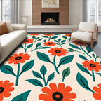 Retro Orange Floral Pattern Design Rug