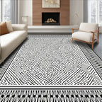 Intricate Maze Bordered Pattern Rug