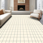 Minimalist Cream Grid Pattern Rug