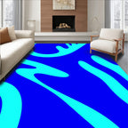 Bold Blue Curving Organic Pattern Rug