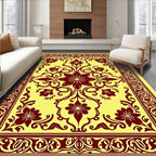 Ornate Red Floral Border Design Rug