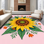 Golden Sunflower Floral Mandala Design Rug