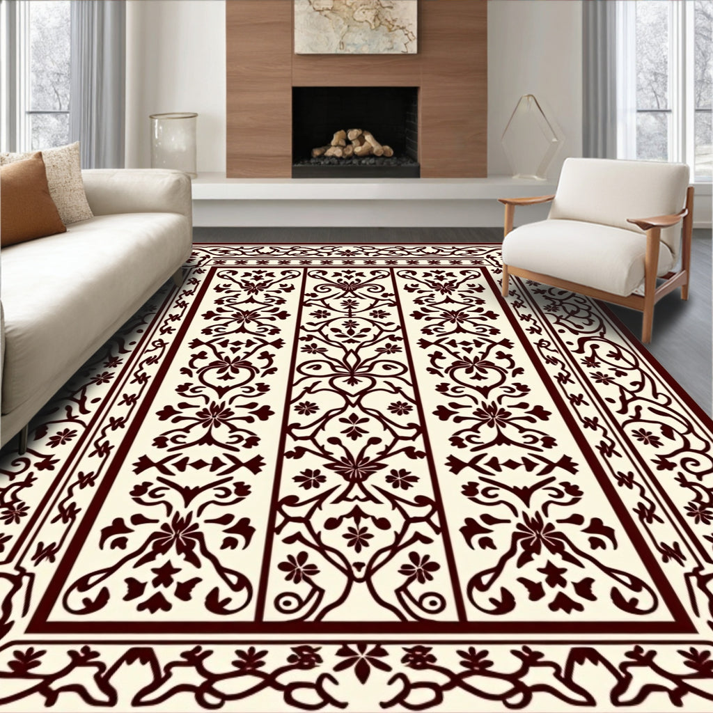 Elegant Floral Vine Blossom Pattern Rug
