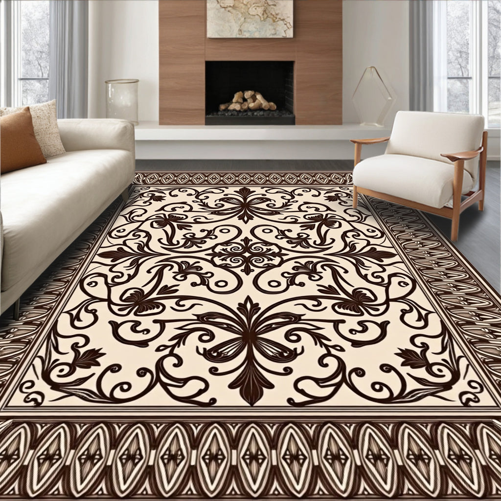 Elegant Floral Swirl Pattern Rug