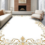 Elegant Gold Swirl Floral Pattern Rug