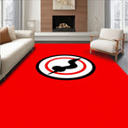 Bold Red Black White Circular Design Rug