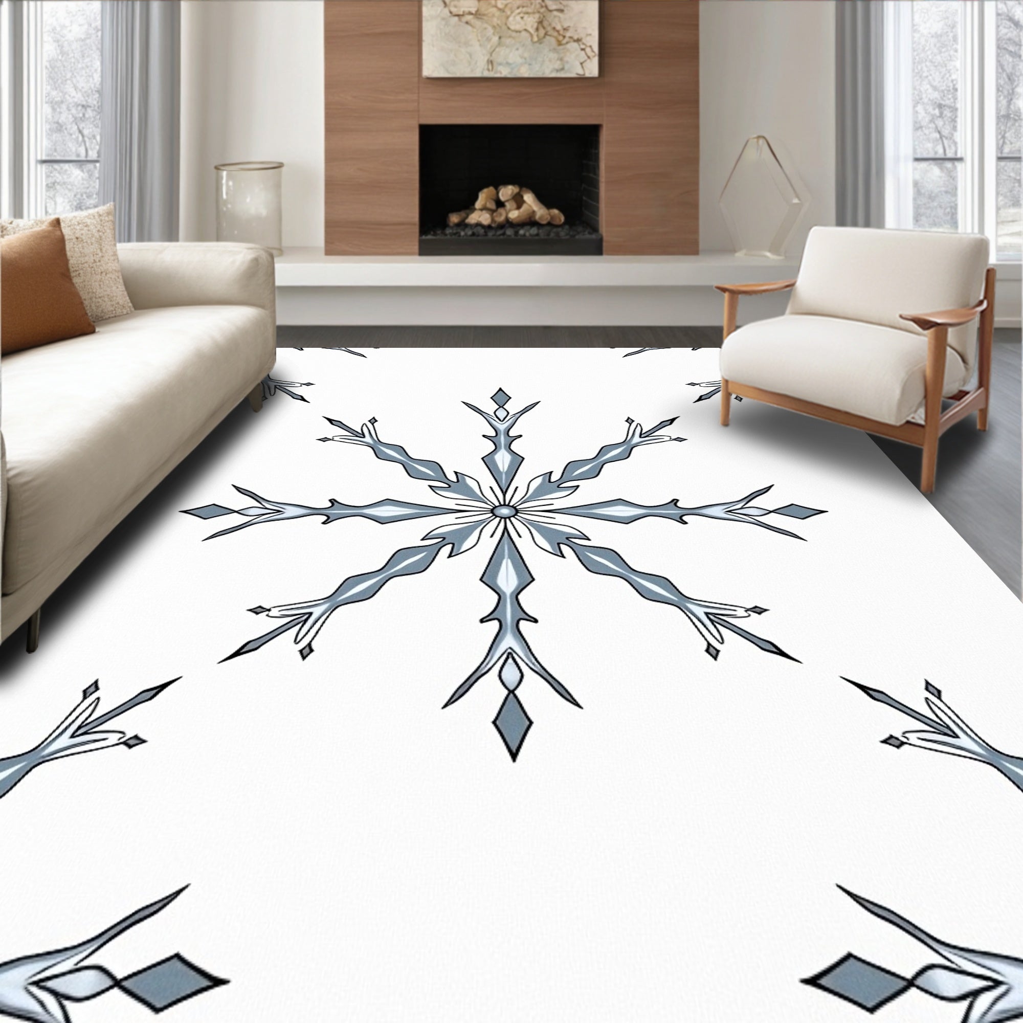 Chic Frosty Snowflake Medallion Rug
