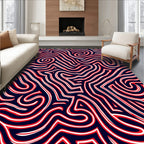 Navajo Red White Wavy Maze Rug