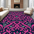 Elegant Pink Floral Swirl Design Rug
