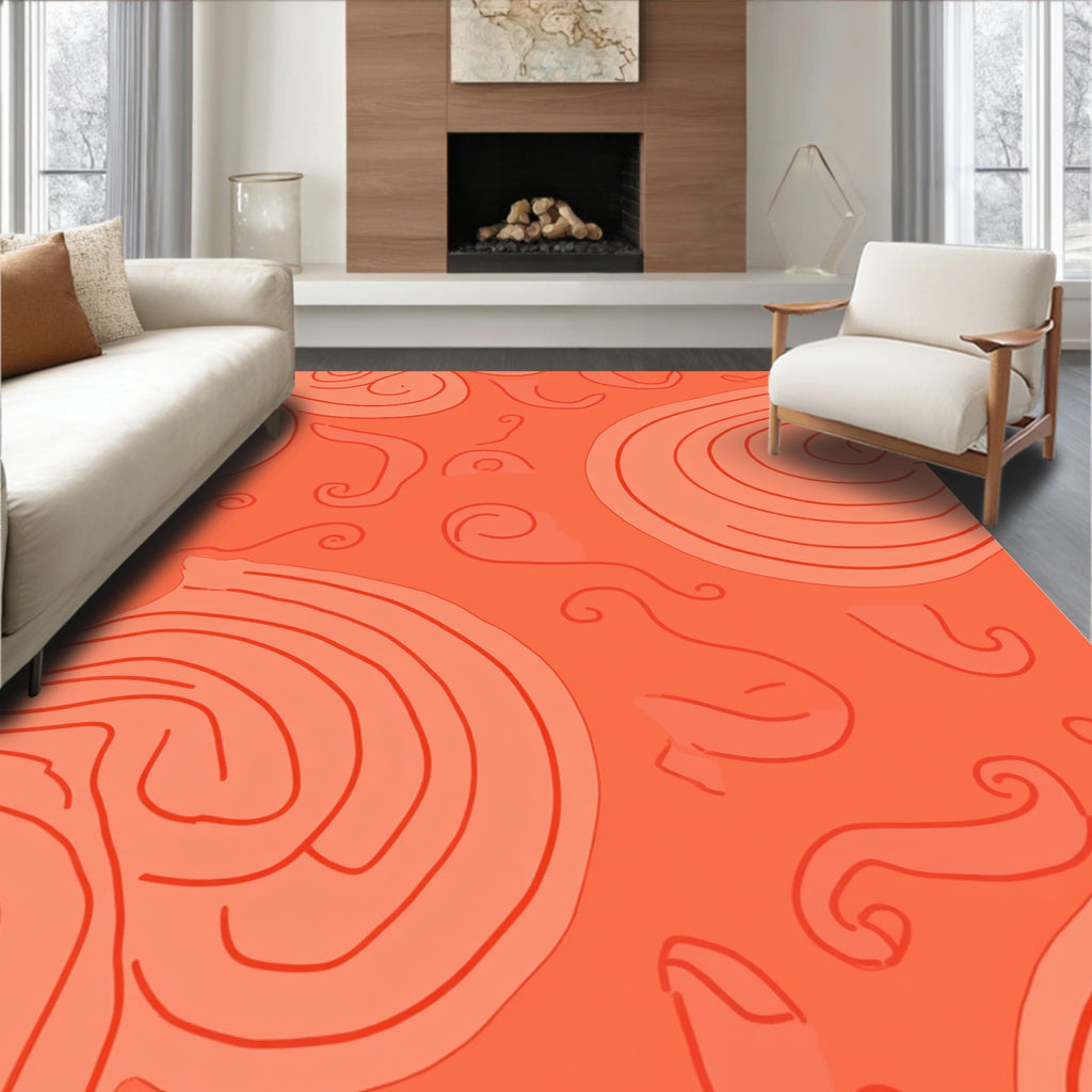 Coral Swirl Abstract Pattern Art Rug