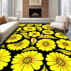 Yellow Flower Pattern Tile Design Rug