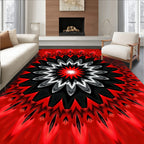 Radial Red Black White Abstract Pattern Rug