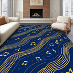 Golden Musical Notes Wavy Pattern Rug