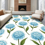 Powder Blue Dahlia Floral Pattern Rug