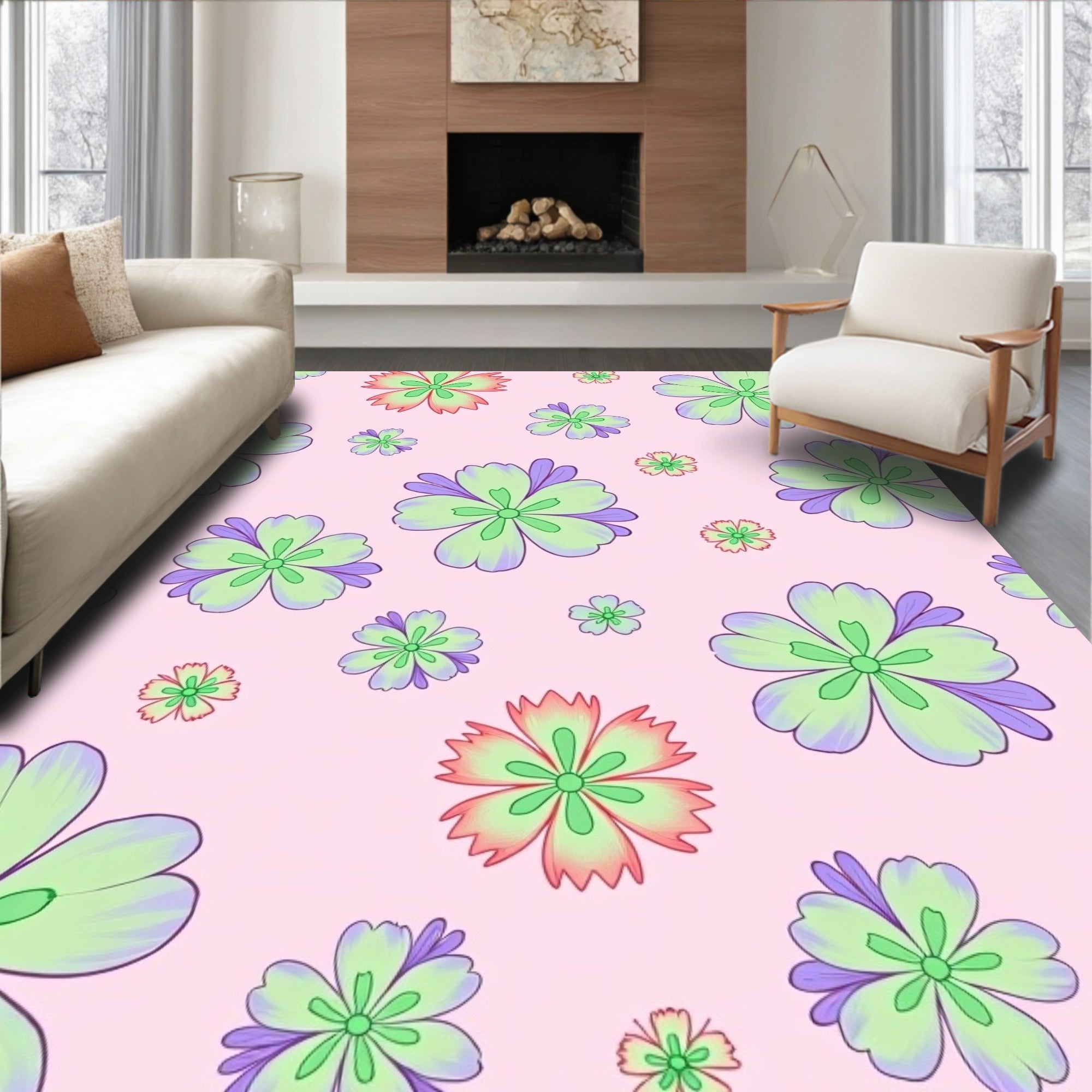 Pastel Floral Delight Rug