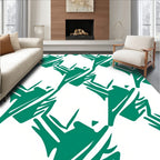 Teal White Abstract Pattern Rug