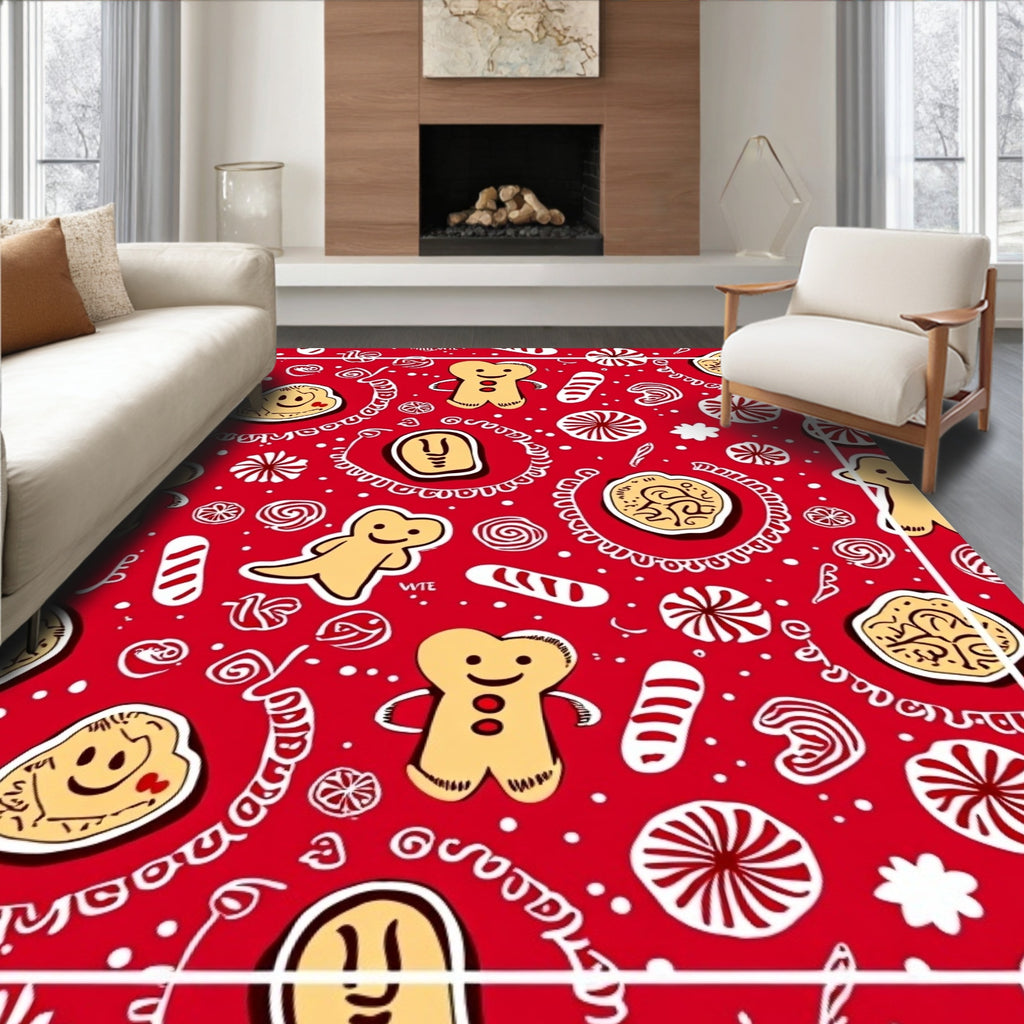 Christmas Gingerbread Cookie Candy Collage Rug