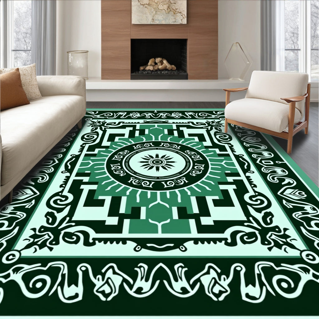 Mandala Geometric Medallion Vine Pattern Rug