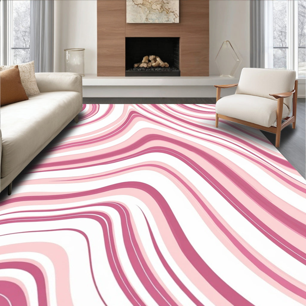 Pink Swirls Abstract Design Rug