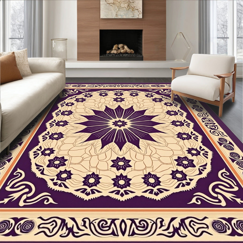 Elegant Mandala Flower Geometric Pattern Rug