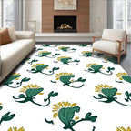 Whimsical Teal Yellow Botanical Rug