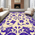 Blue Floral Vines Pattern Rug