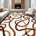 Brown Tan Swirl Abstract Pattern Rug