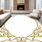 Ornate Swirl Gold Vine Border Rug
