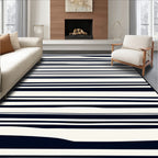 Abstract Navy And White Striped Pattern Rug