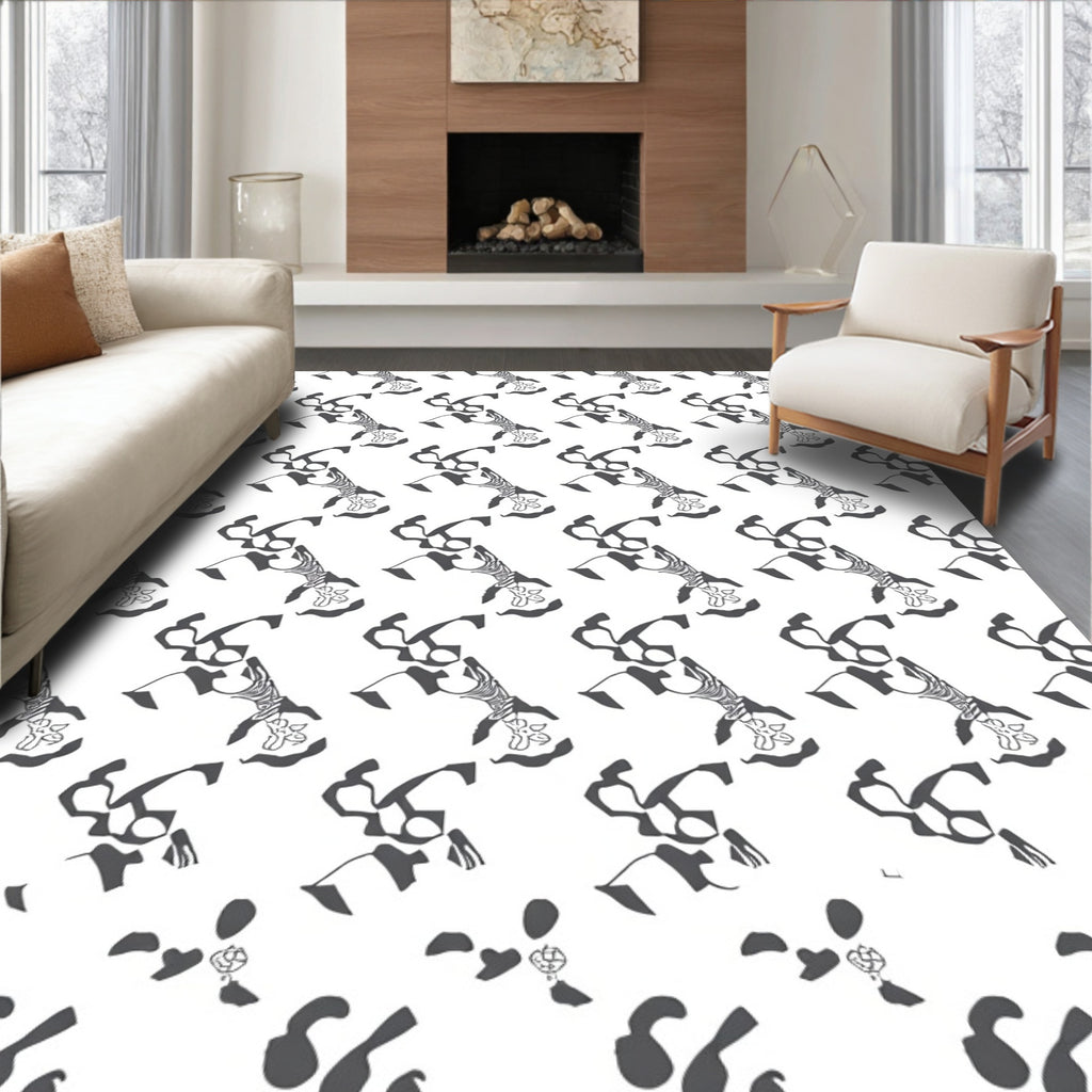 Abstract Skeleton Floral Pattern Rug