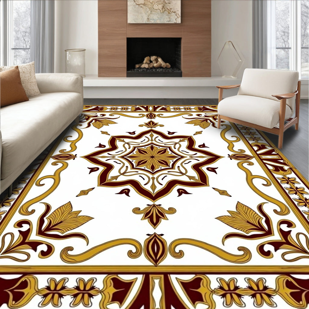 Ornate Floral 8 Pointed Star Design Rug