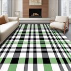 Green White Black Tartan Plaid Rug