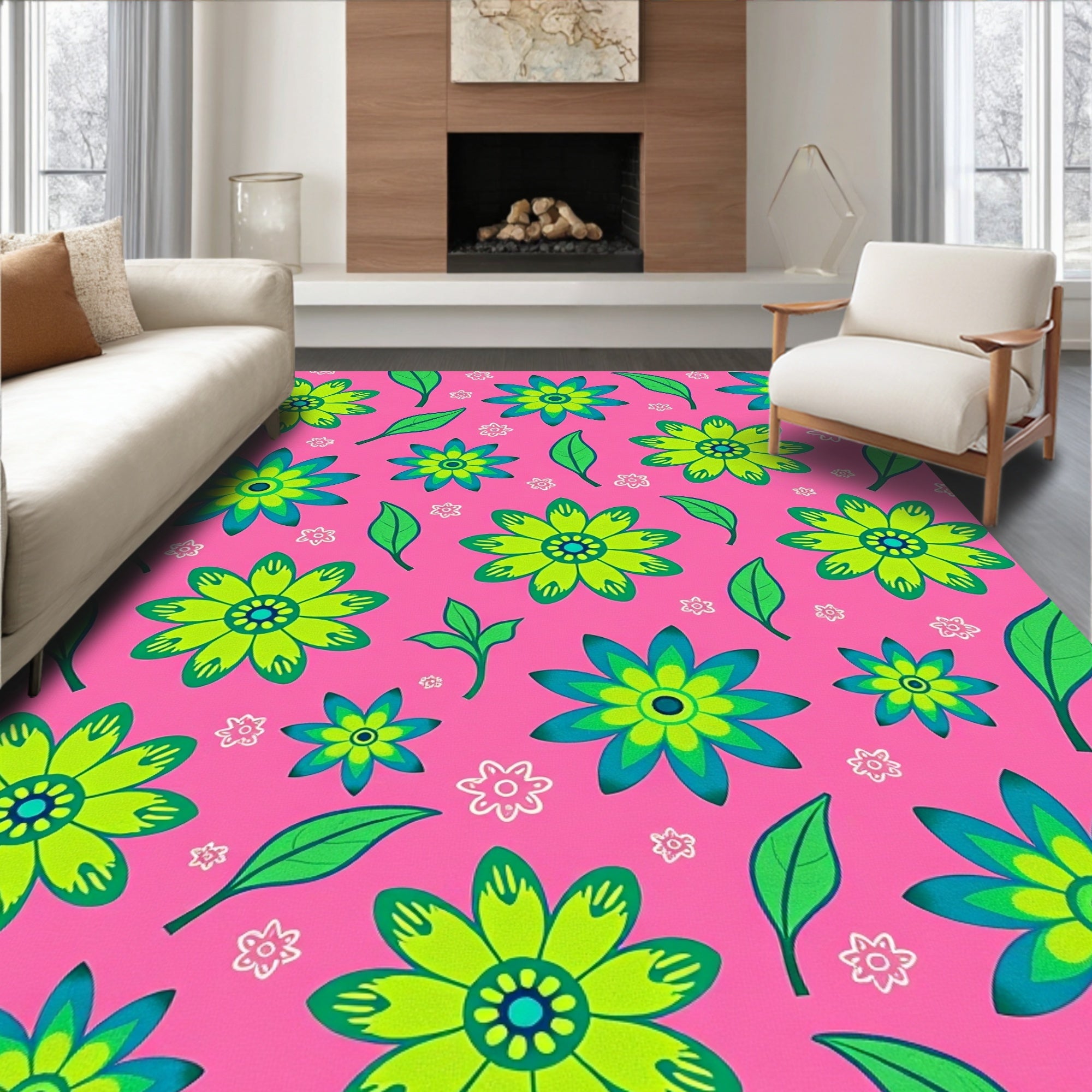 Retro Floral Pattern Rug